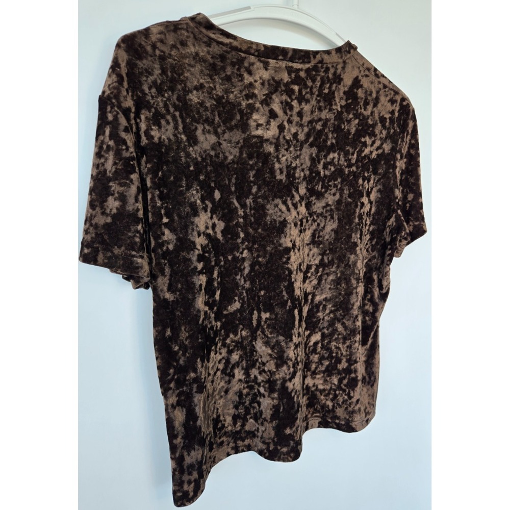 Vintage Origins Brown Velvet V Neck T-shirt W Sz S Gothic Whimsy Y2K Festive - Picture 4 of 16